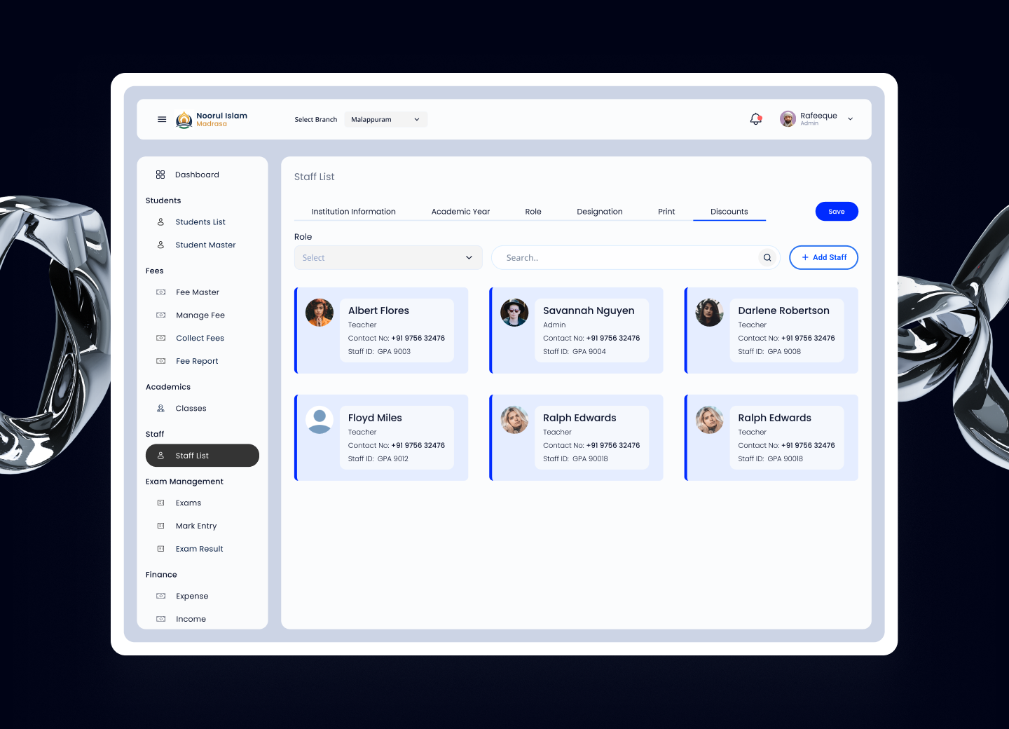 Class Management Screen